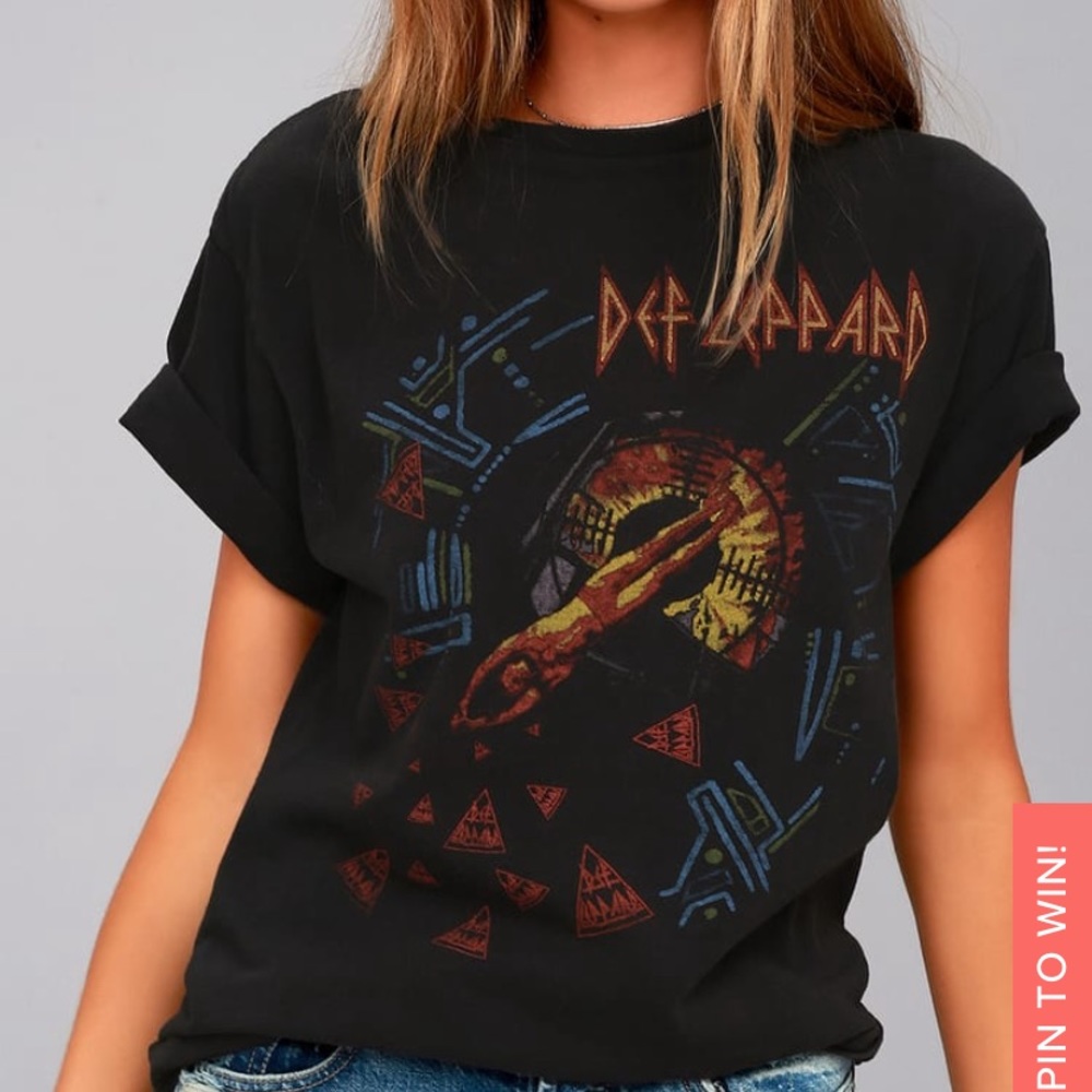 Junk Food Def Leppard Hysteria Washed Black Tee